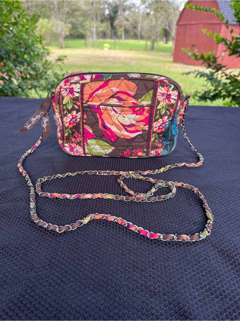 Retired Vera Bradley Quilted Mini Chain Crossbody Bag English Rose
